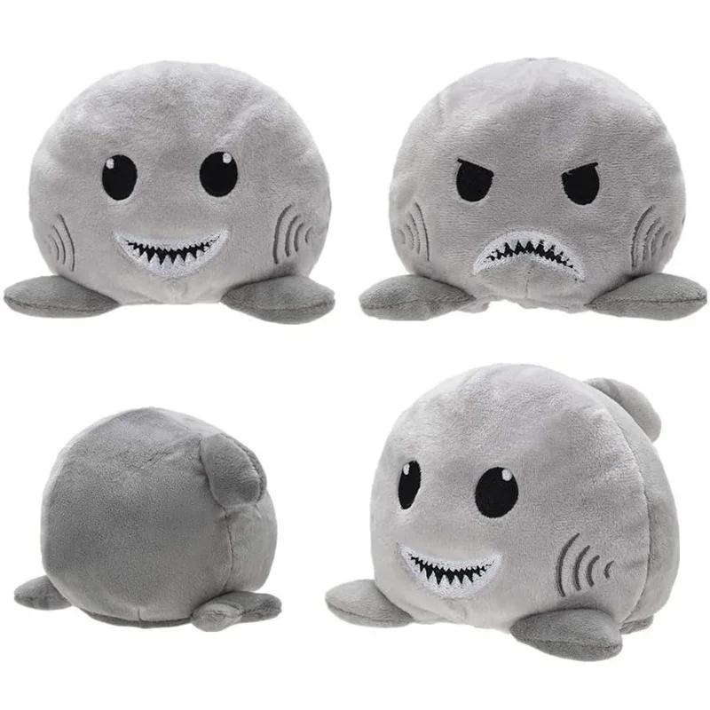 Dwustronna pluszowa lalka rekina odwrócona pluszowa zabawka wyrażenie lalka kreskówka urocza lalka różowa świnia