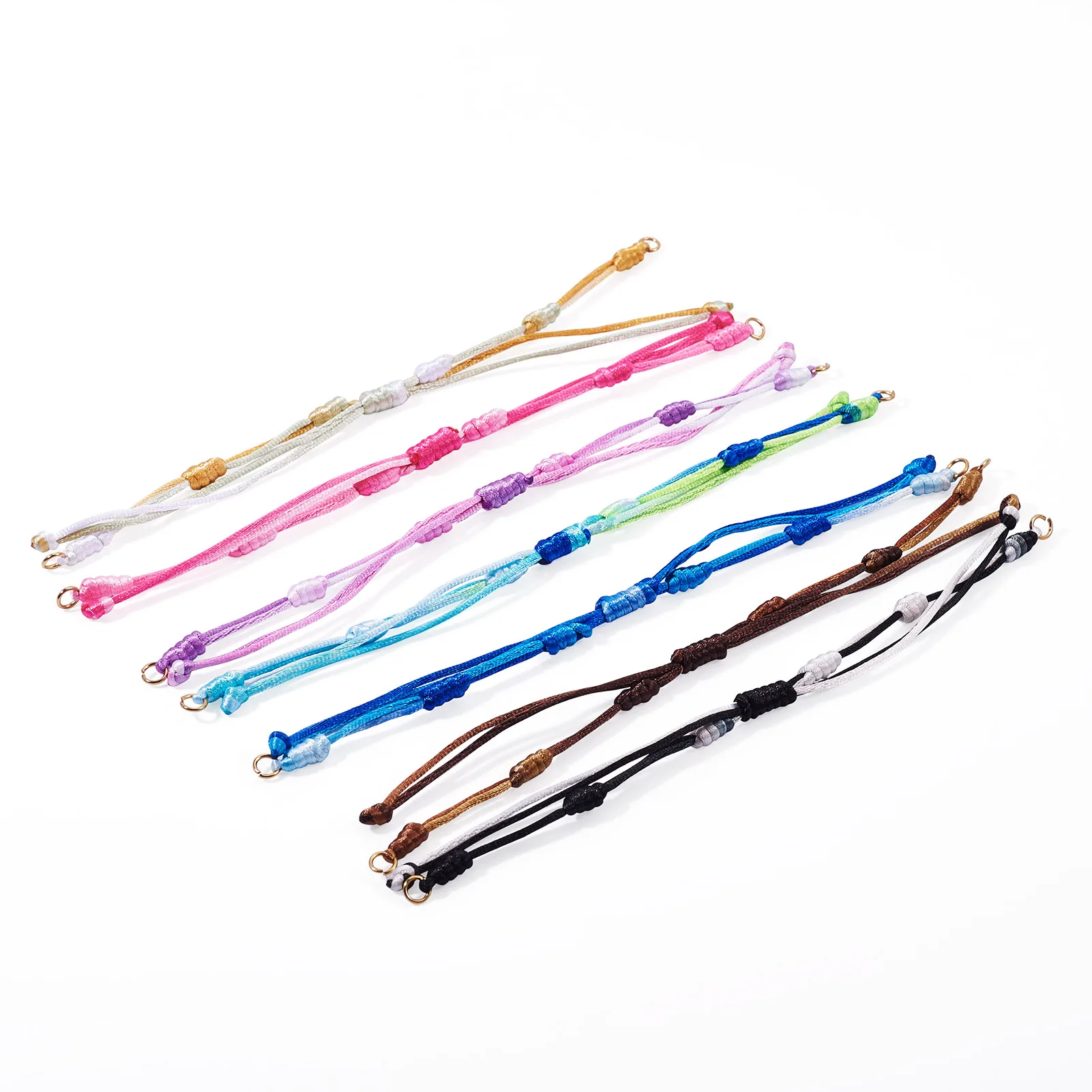 14Pcs Adjustable Rope String Segment Dyed Nylon Braided Cord Bracelet Makings for Connector Charms Bracelet Making Accessories