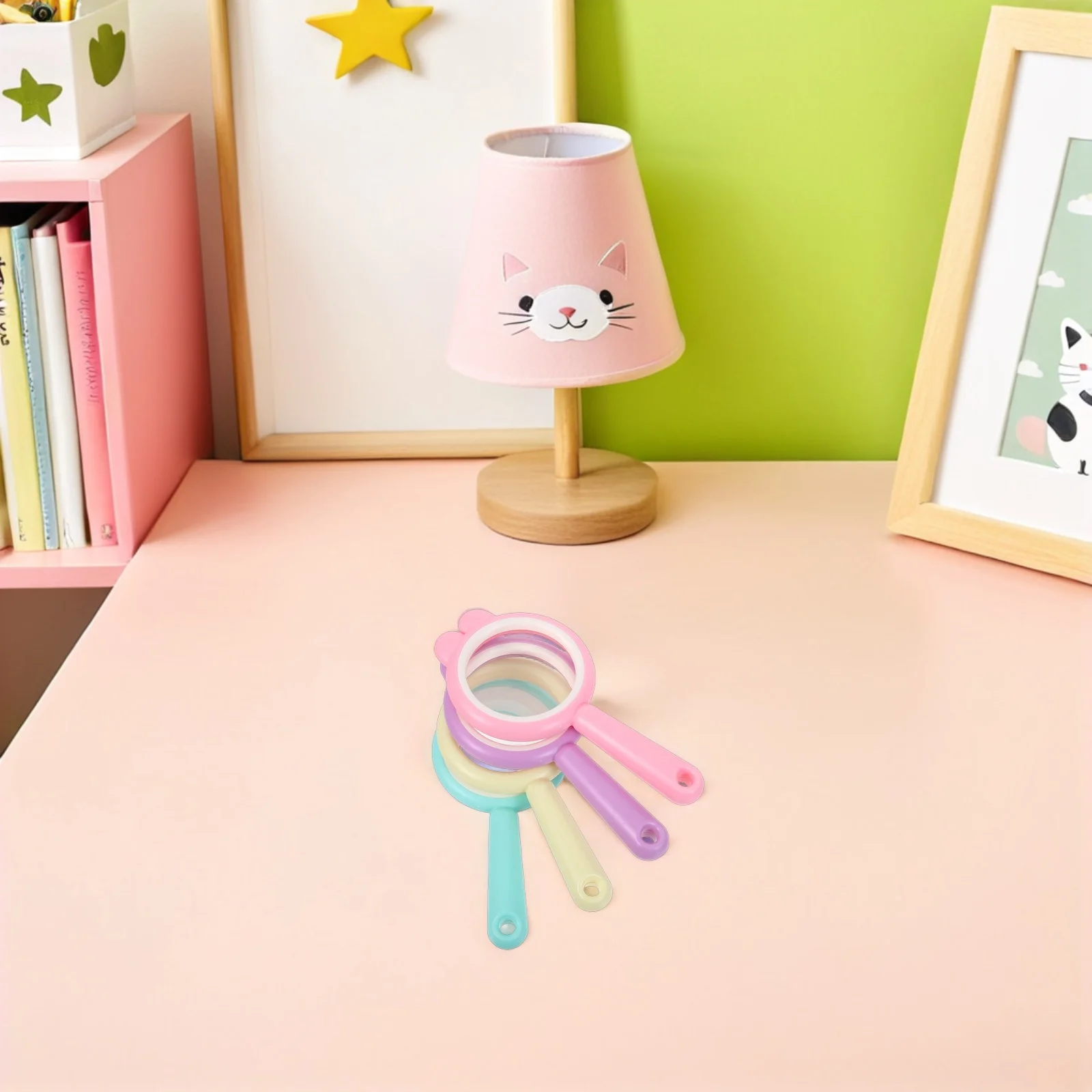 

4pcs Handheld Magnifier Kids: Mini Portable Plastic Magnifying Glass For Outdoor Exploration Science Class Classroom Tools Party