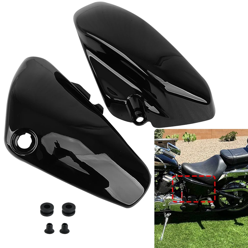

Left Right Side ABS Battery Fairing Cover Protection Guard Bright Black For Suzuki Boulevard Voluisa C50 VL400 VL800 2001-2017