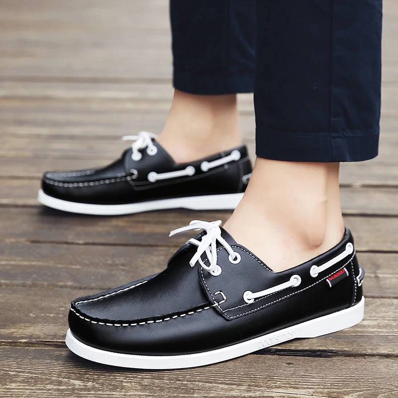 New Genuine Leather Loafers Men Moccasin Sneakers Driving Shoes Causal Men Shoes Women Footwear Docksides Classic Boat Shoes