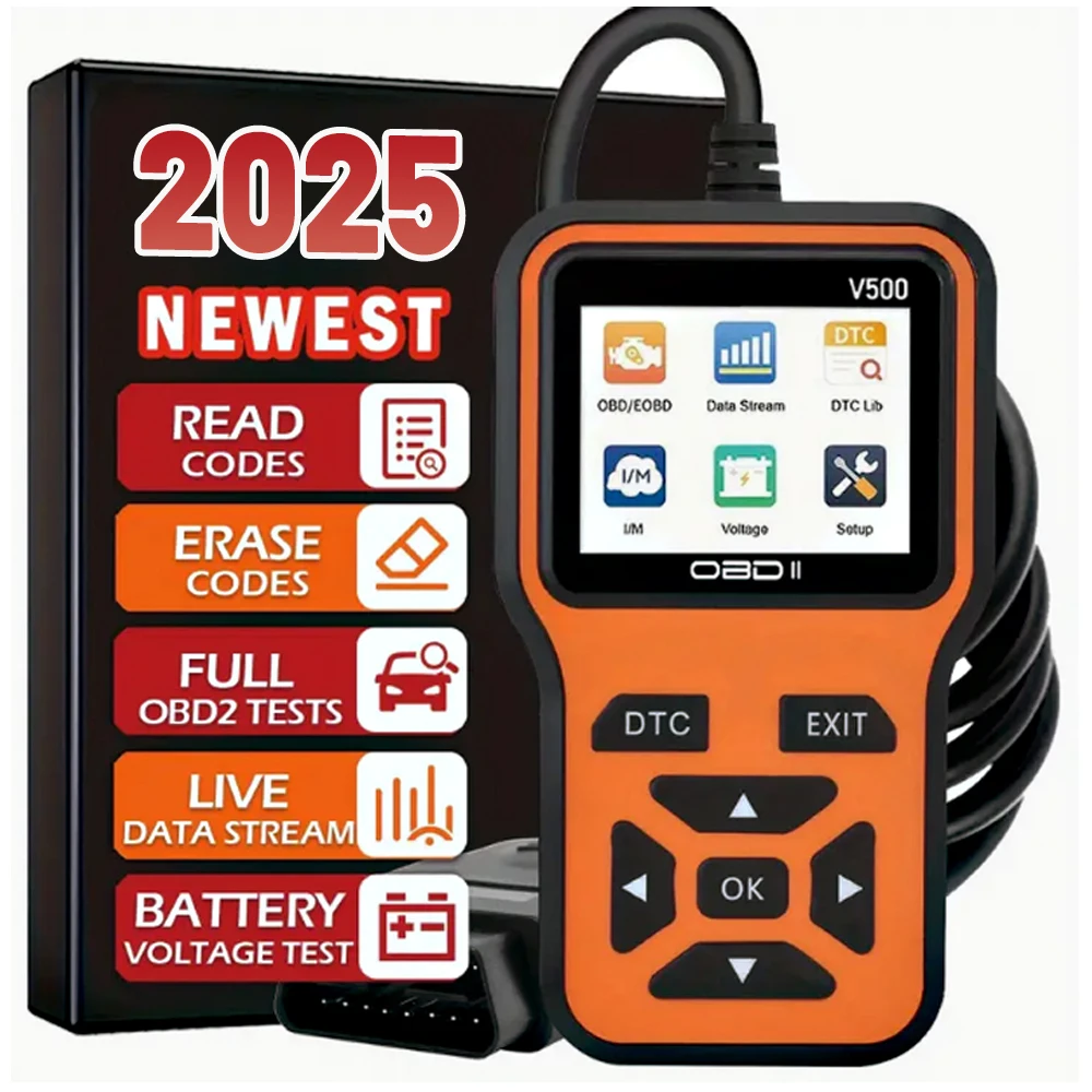 OBD2 Scanner V500 - Instant code reader and voltage check for full system diagnosis of OBDII/CAN vehicles and 0s fault analysis