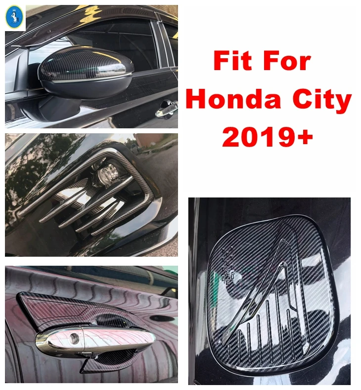 

Carbon Fiber Car Rearview Mirror / Door Bowl / Front Fog Light / Fuel Tank Cover Trim ABS Accessories For Honda City 2019 - 2024