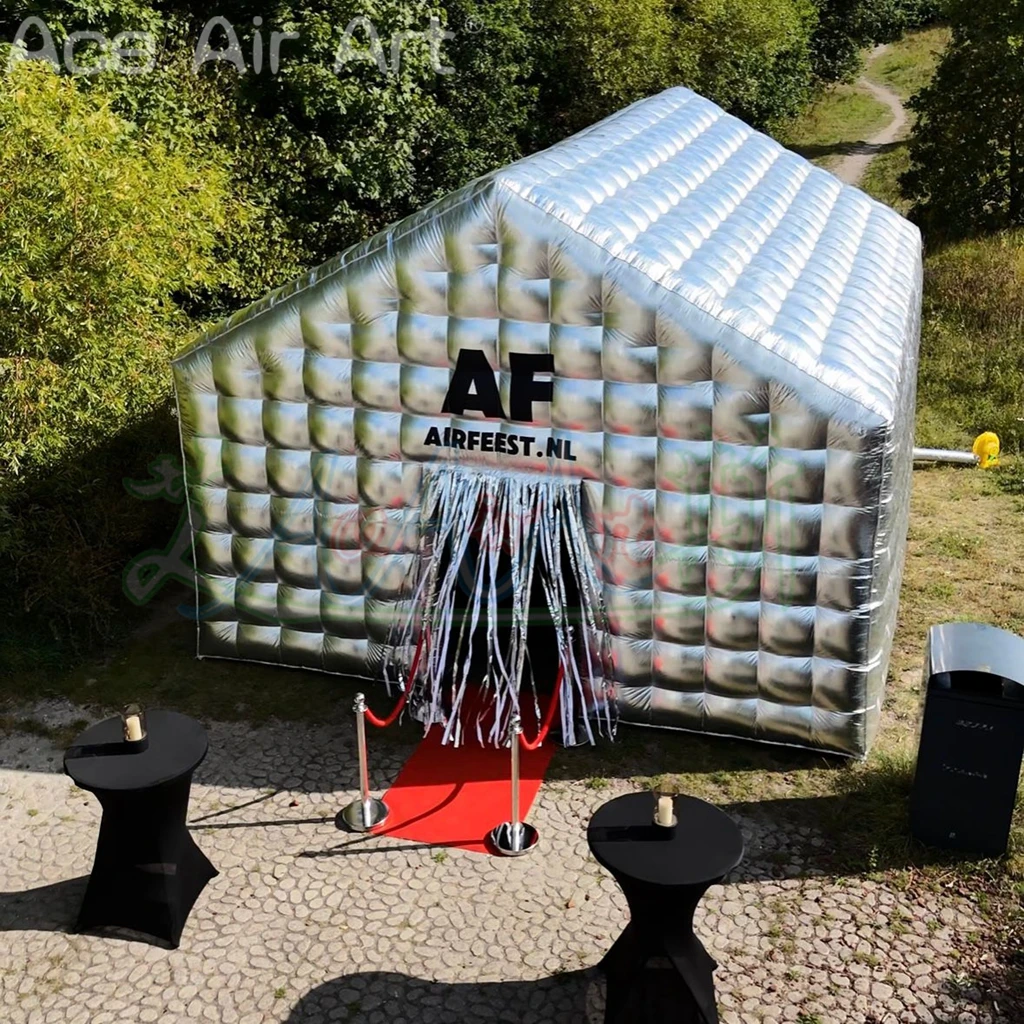 Tragbarer silberner Disco-aufblasbarer Nachtclub, aufblasbares Partyzelt, aufblasbarer Nachtclub mit 2 Türen für Outdoor-Events