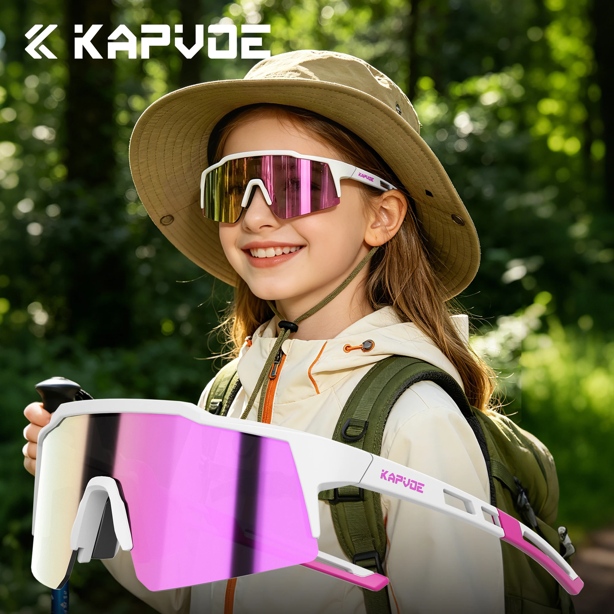 Kapvoe Kinderbrillen UV400 Kinder-Wanderbrillen Wassersport-Brillen für 8-15 Jährige Baseball-Lauf-Fahrradbrillen Radsport-Sonnenbrillen