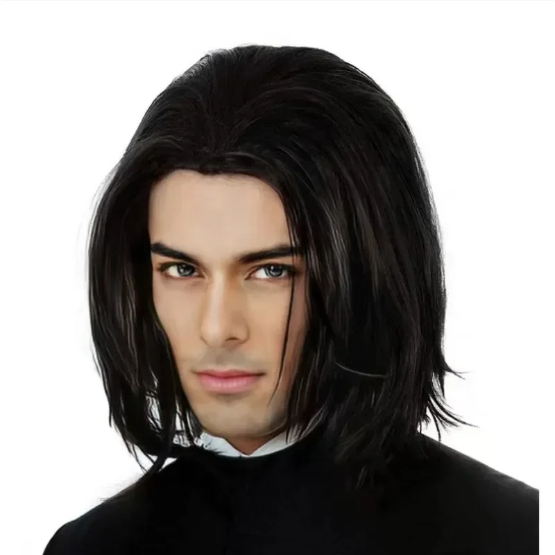 Man Medium Wig Stage Play Erform Clothing Prop Hair Accessories Movie Character Vincent Vega Character Hairstyle Head Cover