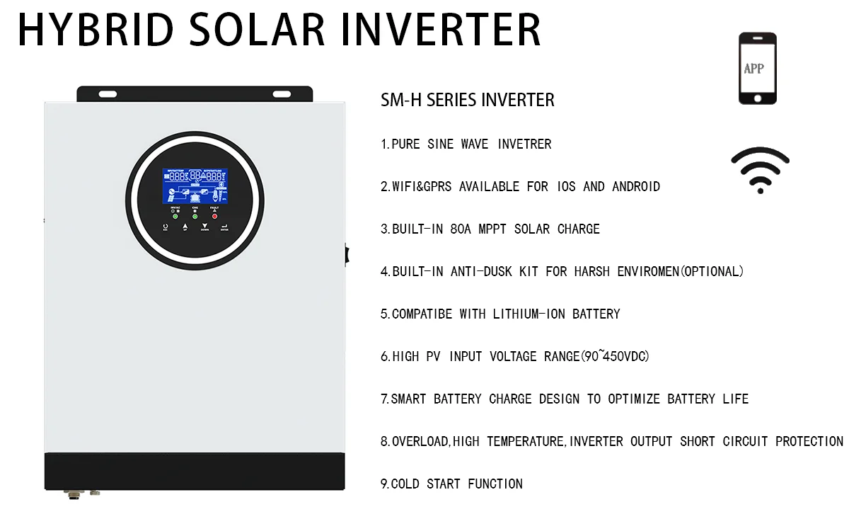 Single Phase inverter wall mounted built-in MPPT solar dc to ac power  price 3kw hybrid