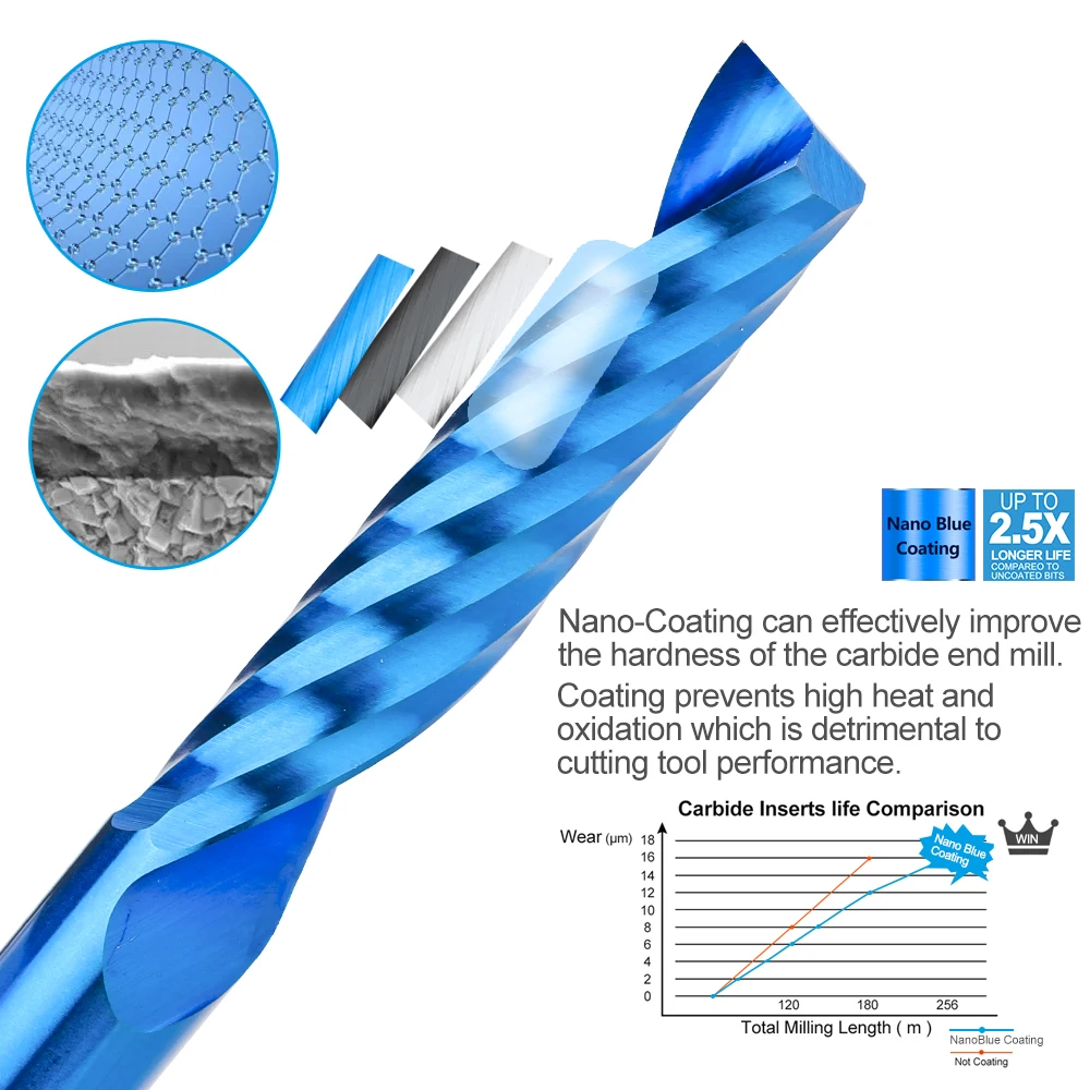 Imagem -02 - Xcan-single Flute End Mill Cutter 3.175 mm Shank Carbide Spiral Router Bit para Carpintaria Cortador Cnc 10 Pcsfresas para Tupia de Madeira