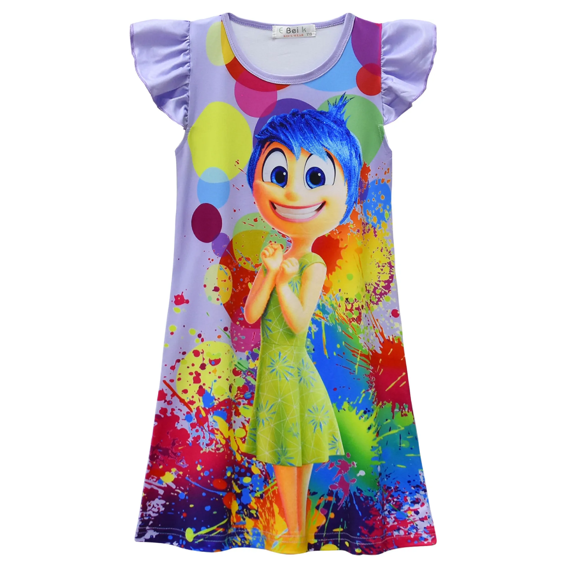 Inside Out 2 Dress Kids Cartoon JOY SADNESS Clothes Baby Girls Summer Nightgown Children Short Sleeve Pajamas Home Nightwear