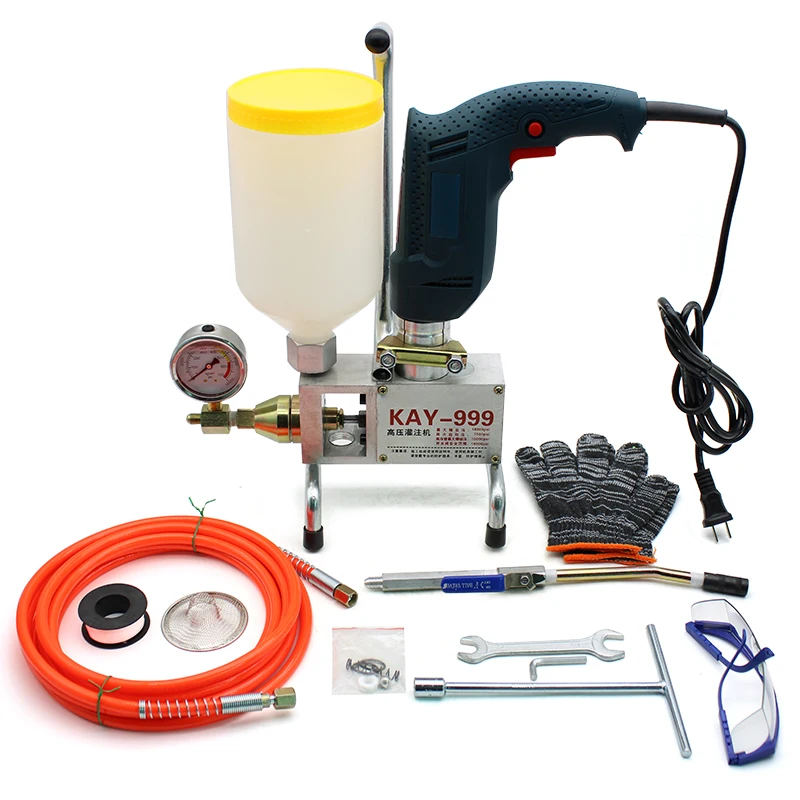 

KAY-999 High Pressure Waterproof Grouting Machine 910W Injection Pump Epoxy/Polyurethane Grouting Liquid Leakage Tool