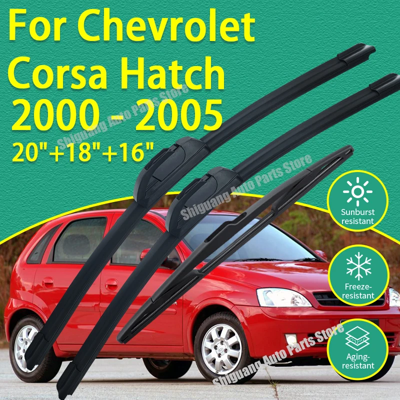 

Front Rear Silicone Coating Wipers for Chevrolet Corsa Hatch 2000 - 2005 Car Wiper Windshield Windscreen Blades Accessories 2004