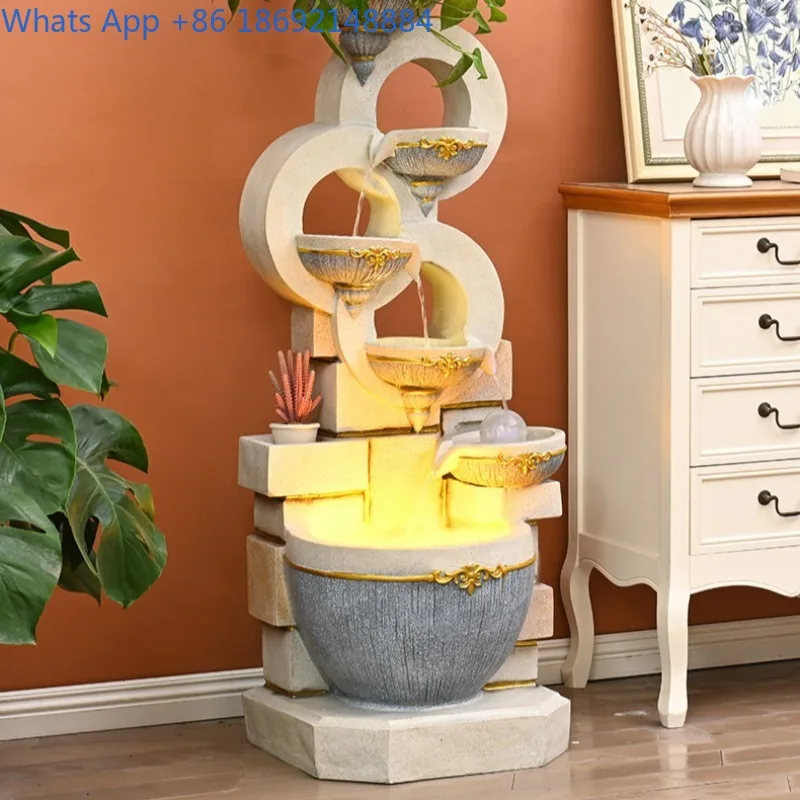 Living Room European Style Floor Decoration Flowing Water Fountain Wealth-Attracting Ornament Circulating Water Housewarming