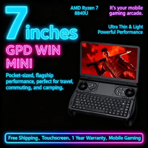 GPD WIN Mini 2025 AMD AI 9 HX 370 7Inch Handheld GamePad Tablet 32/64GB RAM 1/2TB ROM Pocket Mini PC Laptop Game Player Console