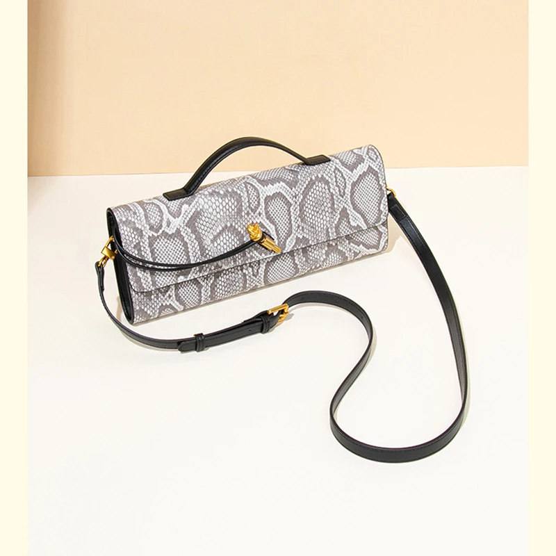 Top-Handle Bag For Women Evening Handbag Long Purse, Serpentine Pattern Lady Crossbody Shoulder Bags Fashionable Party Handbag