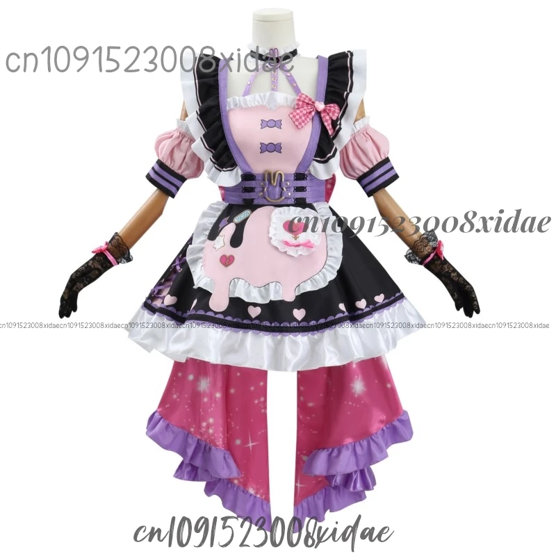 VTuber Maria Marionette Cosplay Costume avec perruque pour femme, robe, bas, sac, bande de sauna, accessoire de fête d'Halloween, mode, nouveauté