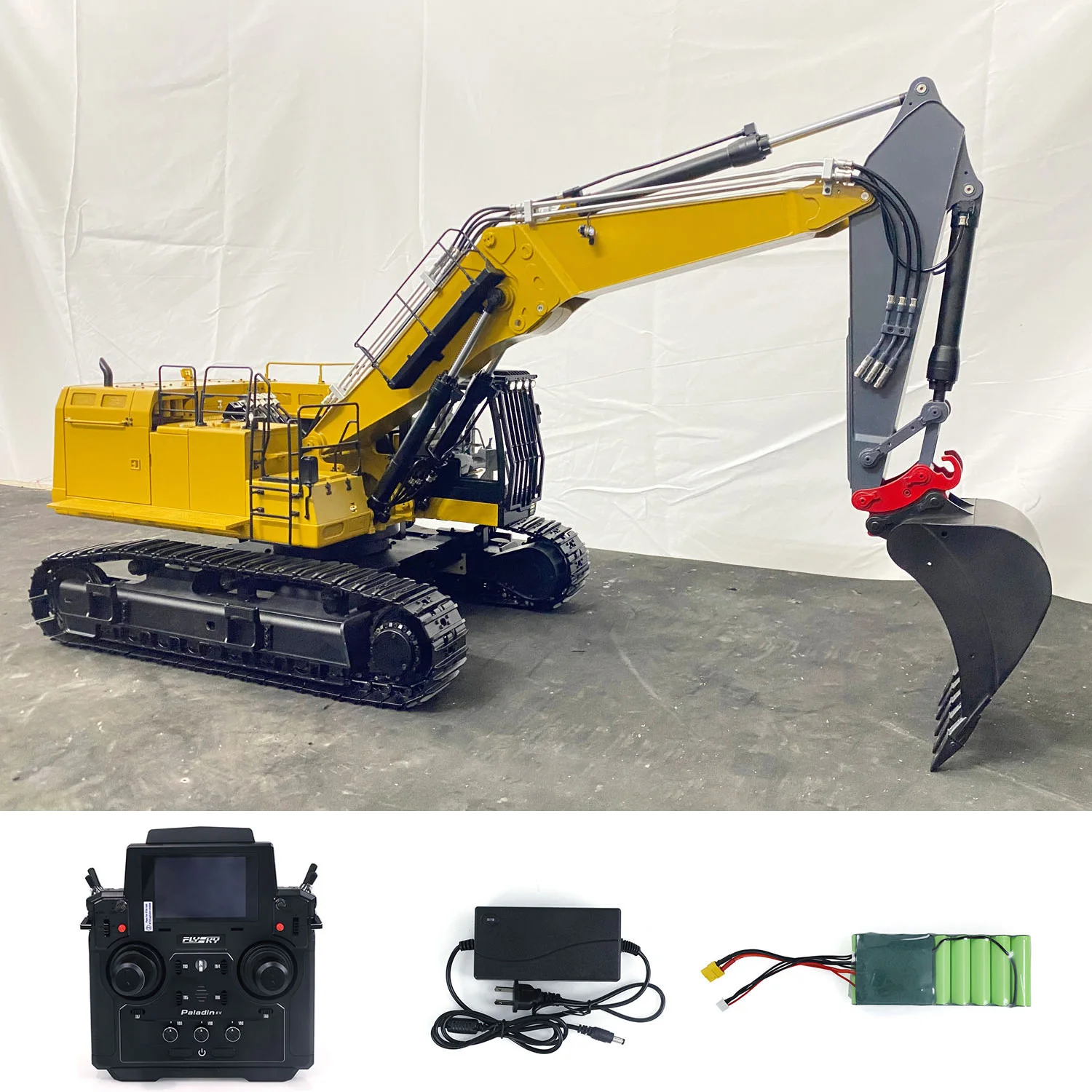 RC Hydraulic Finished Demolition Excavator 1/14 Scale 374 UHD 4-arm PL18EV Radio Control Sound Light Digger Toy Model TH24031