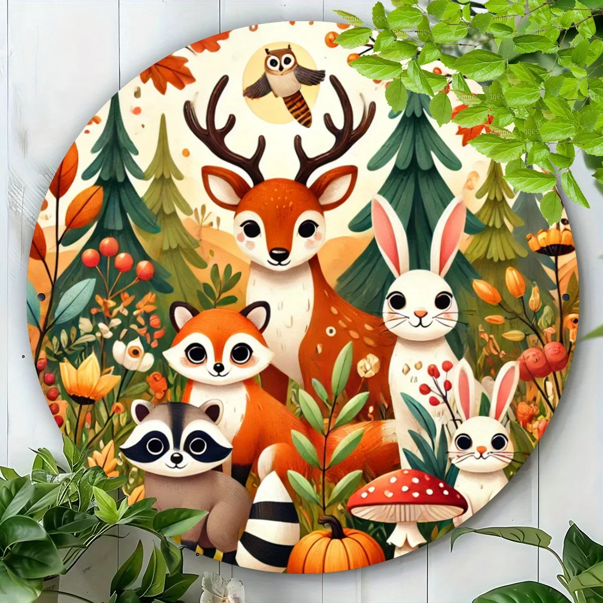 2D Flat - 1pc a 2D Printed Metal Iron Sign Featuring a Rustic Forest Animal Design, Measuring 8X8 Inches (20X20 Cm). This Durabl