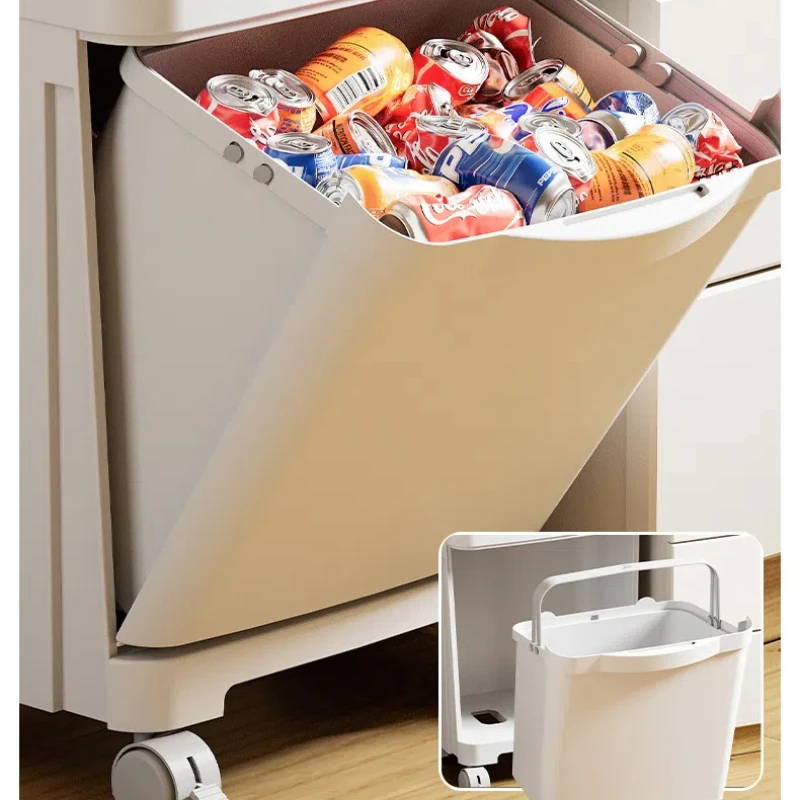 Kitchen Household with Cover Does Not Bend Press Type Waste Bins Large-capacity Double-layer Dry Wet Classification Trash Cans