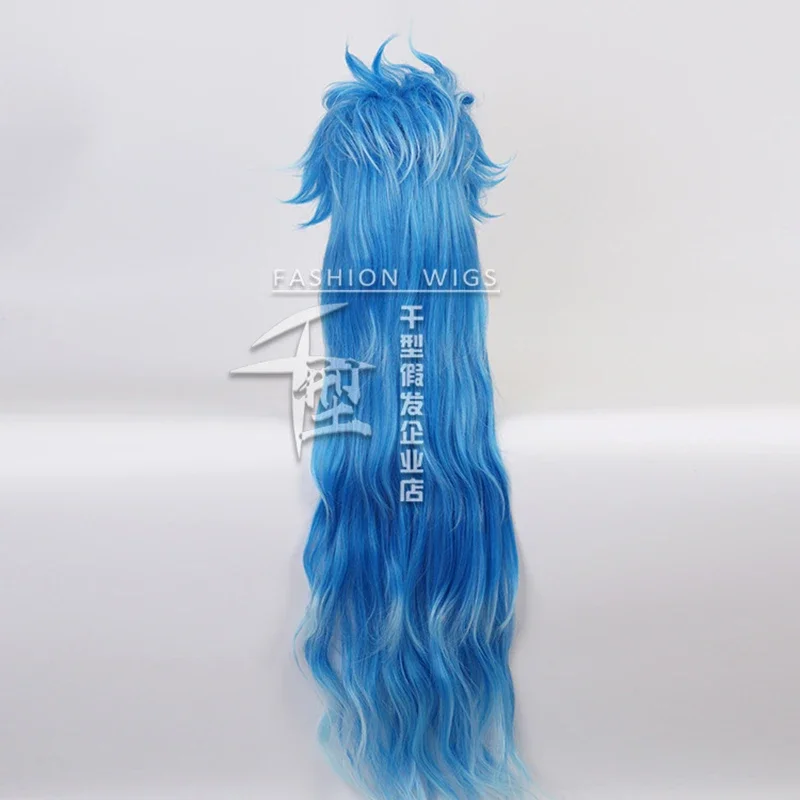 Twisted Wonderland Idia Sudário Cosplay para Mulheres, Peruca Longa Azul Encaracolada, Boné de Peruca Grátis, Cabelo Sintético, Halloween Party Prop, Meninas