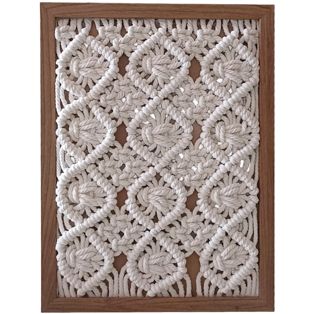 Cotton Macrame Wall Hanging Bohemian Handwoven Decor for Living Room Bedroom Entryway 21x30cm for beige Yellow Avocado Green
