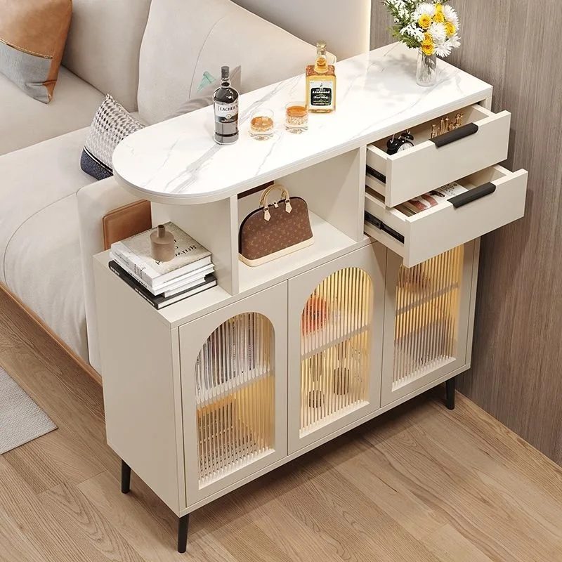 

Cream bar counter household living room solid wood partition small apartment wine cabinet dining side integrated cabinet