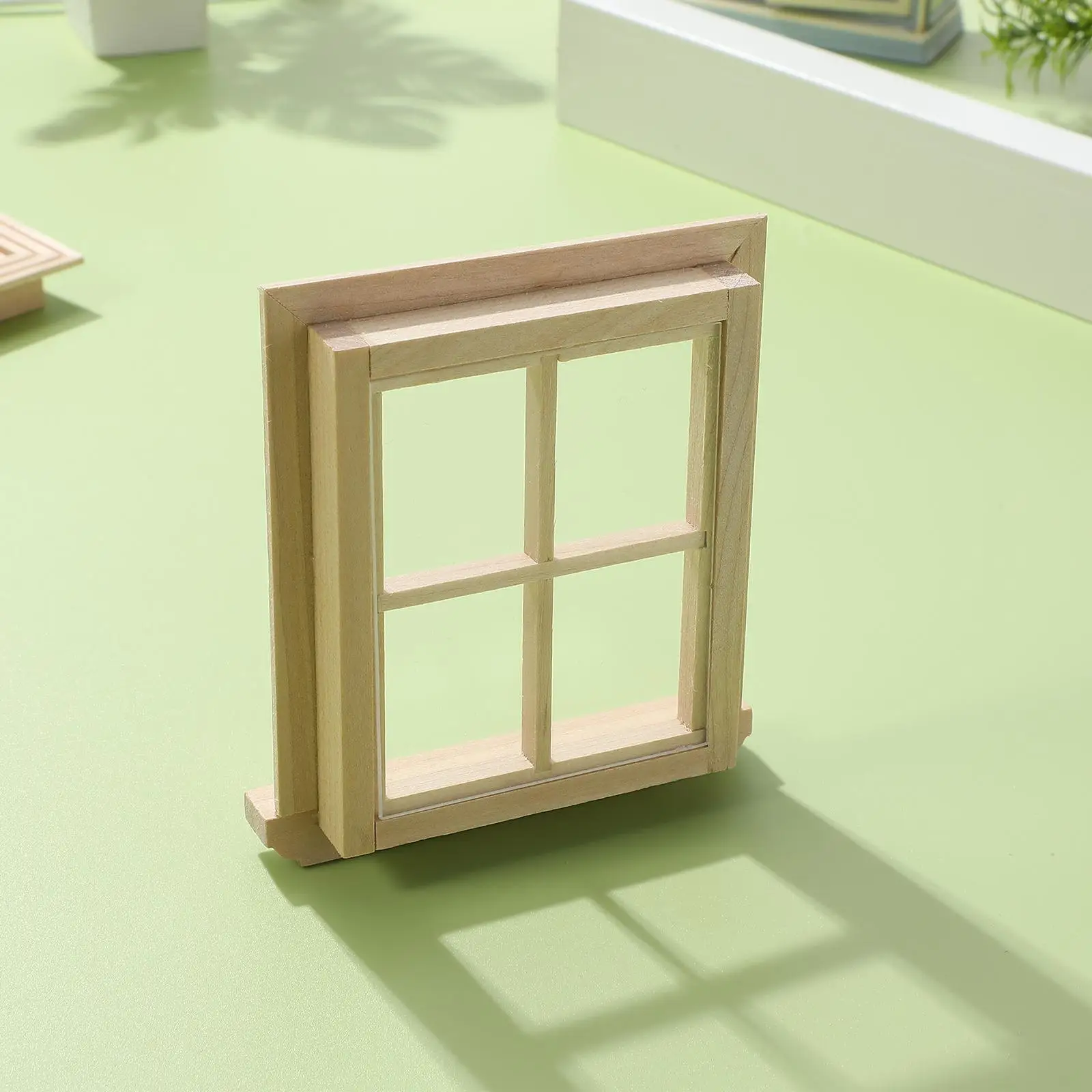 2 Pcs 4 그리드 창 퍼즐 재료 미완성 인형 집 미니어처 가구 인테리어 장난감 아기 모델 유리 작은 프레임