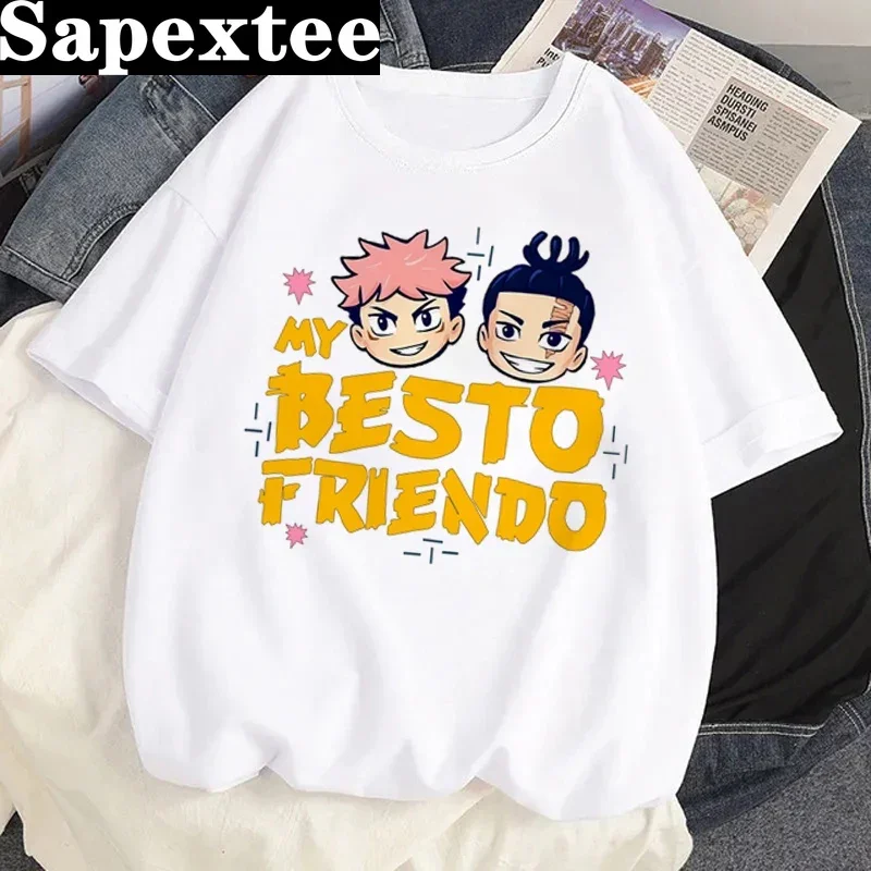 Y2K Aesthetic Besto Friendo Jujutsu Kaisen T Shirt Women Japanese Anime Shirt Kawaii Cartoon Graphic Tees Tops T-shirt Female