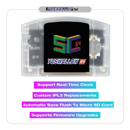 Imagen 2 del producto Yuswallow SC64Summer N64 SC64 Open Source N64DD Flash TF/SD carrito SC64 GBC SNES 64DD 5000-en1 accesorios de consola de videojuegos Retro