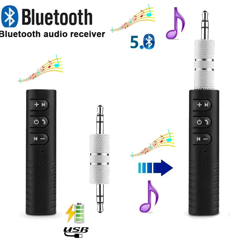 Adaptador receptor de audio inalámbrico con Bluetooth 5,0, Conector de 3,5mm para música de coche, receptor de auriculares Aux, manos libres, nuevo