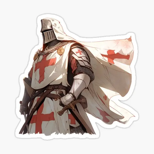 Knight Templar Crusader Red Cross Deus Vult Badge Sticker for Car Window Truck Fridge Wall Door Table Helmet Off-road Bicycle