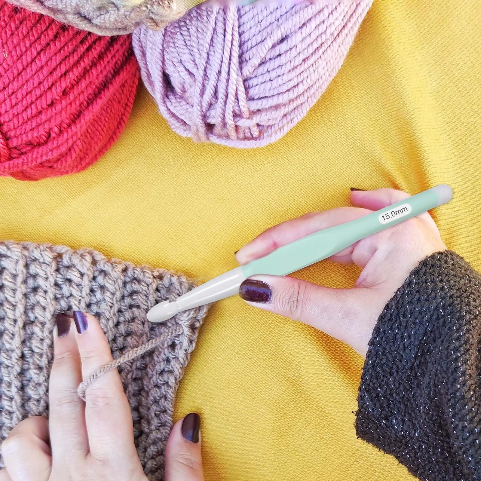 5pcs Crochet Hooks Set 8/10/12/15/20mm Ergonomic Crochet Hooks for Chunky Yarn Weaving Blanket DIY Crafts Knitting Tools