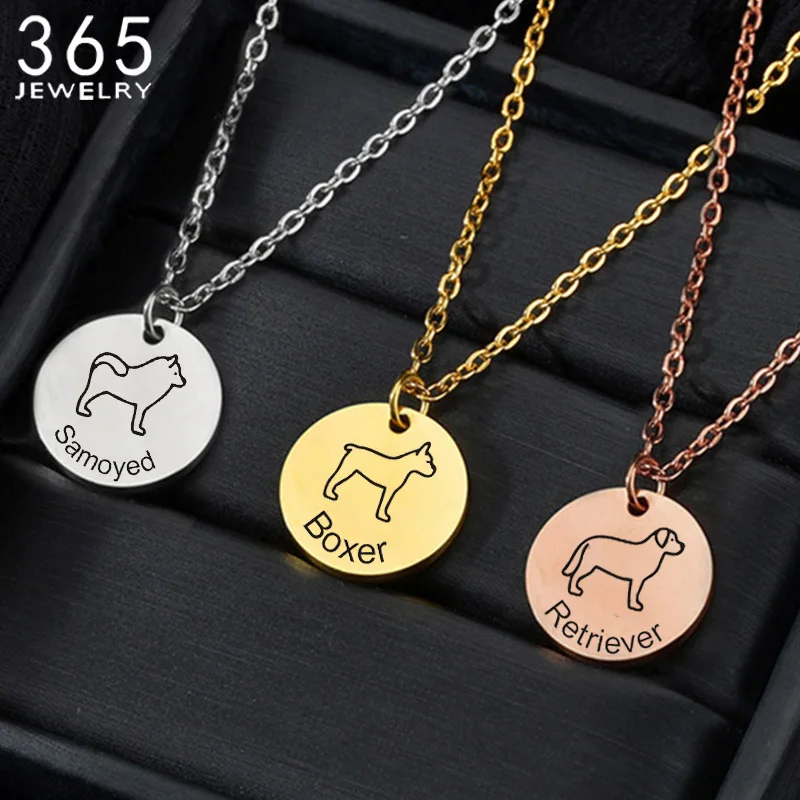 

Stainless Steel Custom Dog Name Pendant Necklace For Women Personalized Pet Nameplate Choker Jewelry Gift