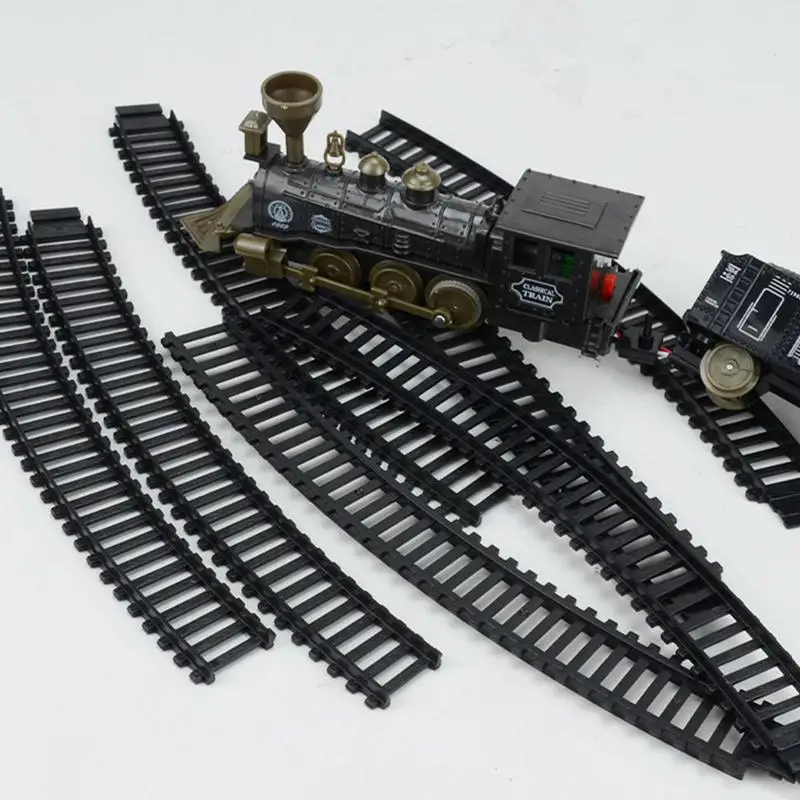 Electric Simulation Train Track Toy Retro Train Model Electric Train Rail Car Building Blocks Toys For Kids Railway Railroad Toy