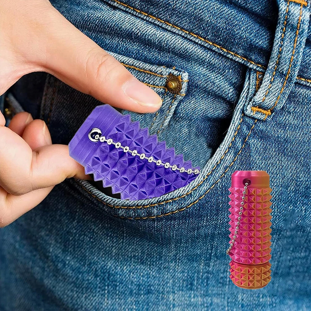 Spiky Grippie Stim Keychain Anxiety Relief Pain Stim Bumpy Fidget Keychain Stress ADHD Portable Mini Roller Massage Keychain
