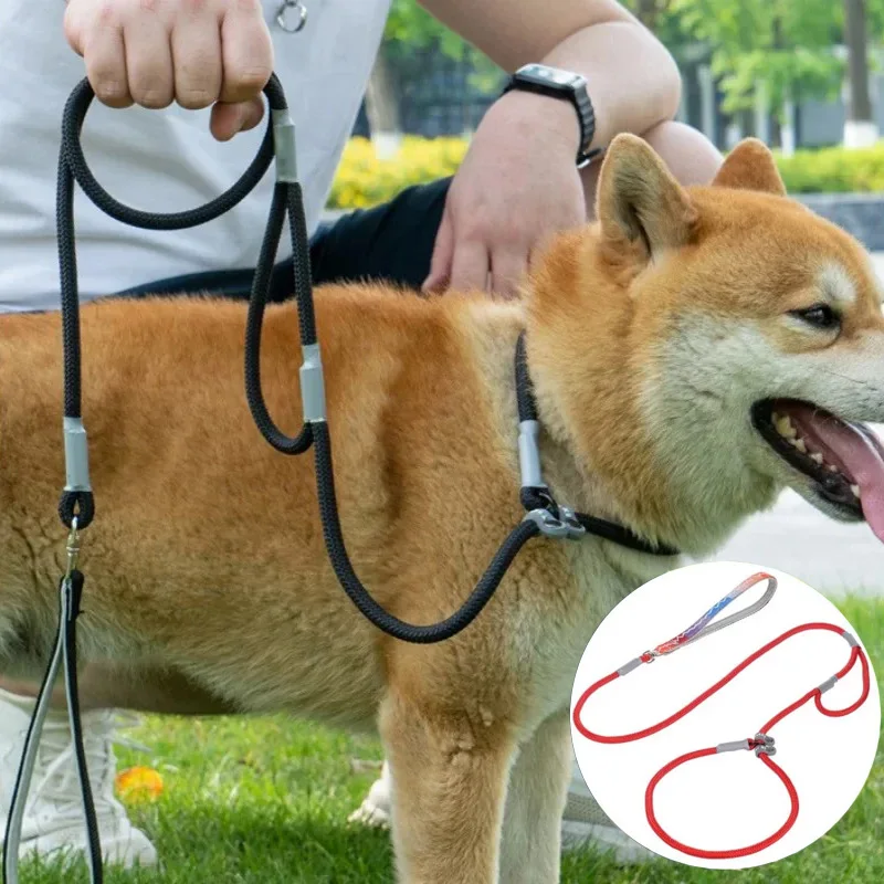 Hundeleine in Militärqualität, Slip-Kette, Nylonseil mit zwei Griffen, kein Ziehen, Trainingsleine, robustes Haustier-Zugseil für M L-Hunde