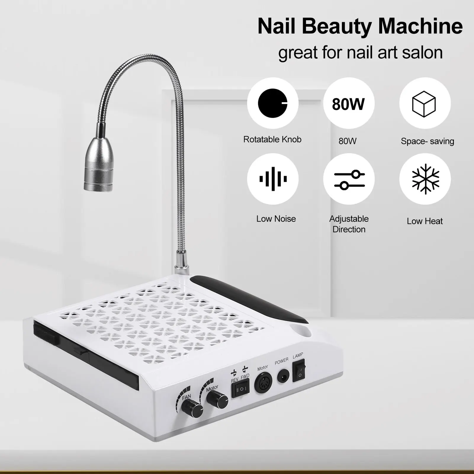 

Nail Lamp+Nail Dust Collector Nail Drill Machine Dust Suction Cleaner Nails Art Salon Tools