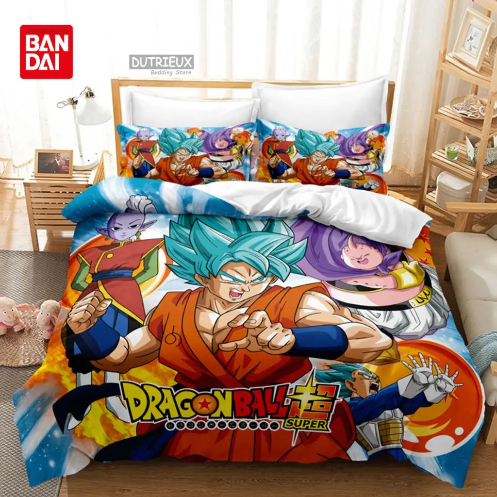 

Japanese Anime Dragon Ball Bedding Set Duvet Cover Goku Quilt Cover Pillowcase Double Queen King Size Kids Bedroom Home Textile