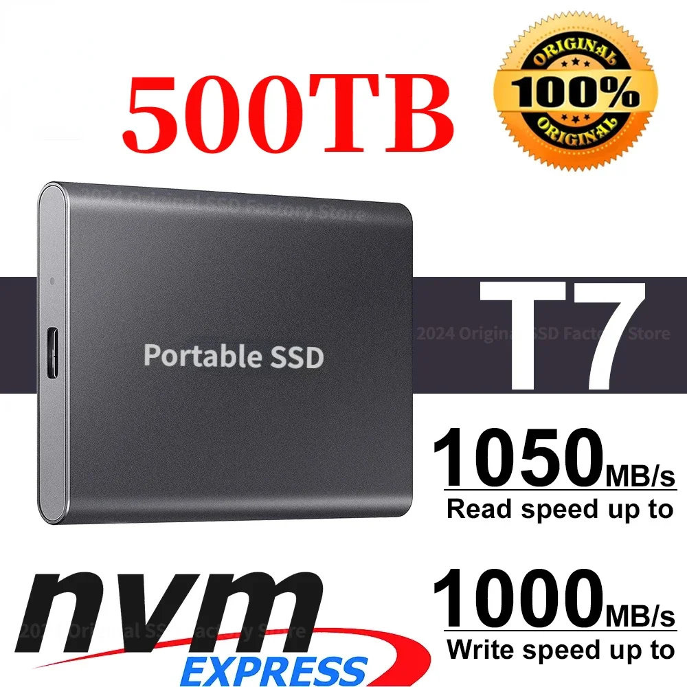 256TB T7 Portable SSD 500GB 1TB 2TB External Disk Hard Drive Solid State Disk USB3.2 Gen 2 Compatible SSD For Laptop Desktop PS5