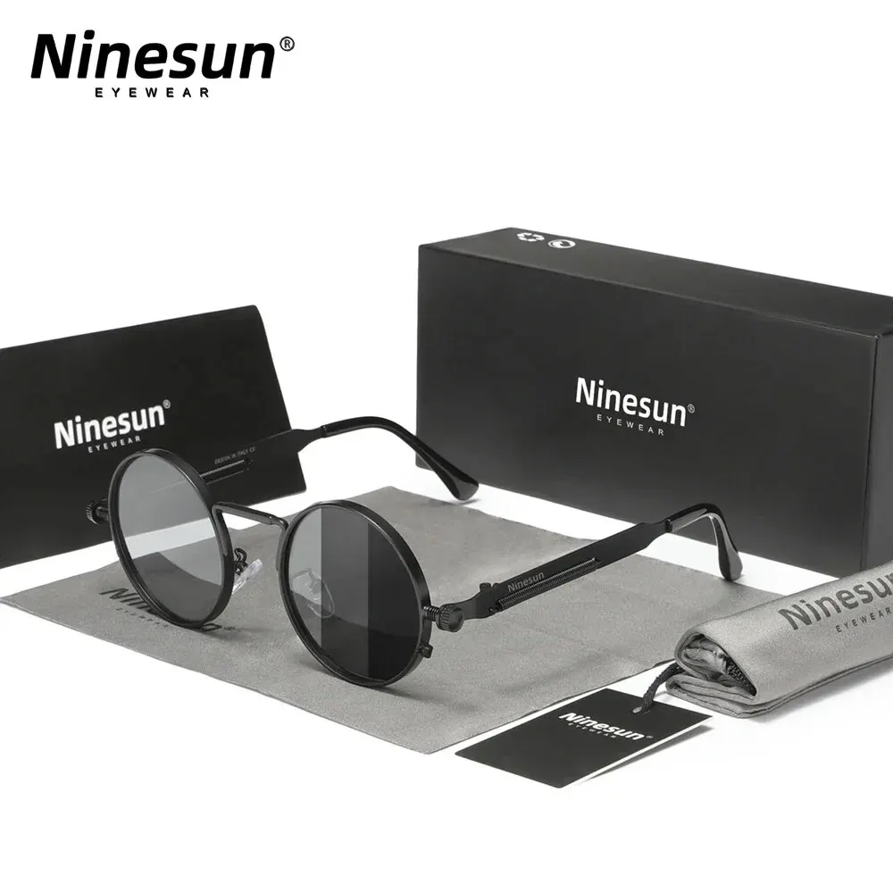 Ninesun Brand Polarized Men Women Sunglasses UV400 Gothic Steampunk Style Male Round Eyewear Alloy Frame Fashion Sun Glasses