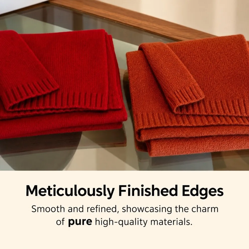 Classic 160cm*20cm Wool Knitted Scarf Solid Color Minimalist Pure Wool Scarf Skin-Friendly Soft Warm Winter Scarf Autumn Winter