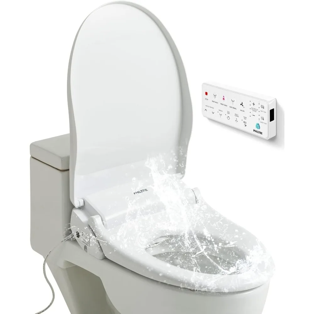 Heated Bidet Toilet Seat,Stainless Steel Nozzle, and Full Function Remote Control - Saves Toilet Paper and Prevents Toilet Clog