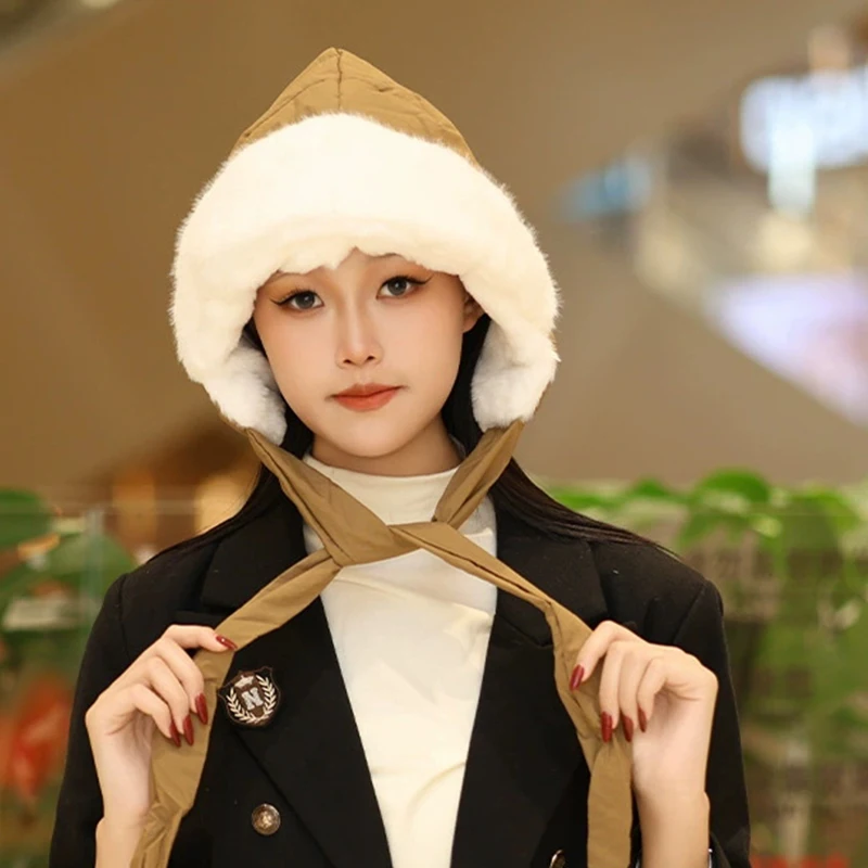 Fashion Keep Warm Windproof Plush Hat Casual Shoulder Bag Multiple Ways To Wear