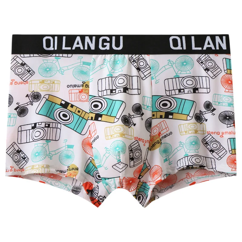 8pcs/set Men\'s Underwear Ice Silk Four Cornered Shorts Youth Mid Rise Breathable Men Underpants New Style Fashion Men Boxer