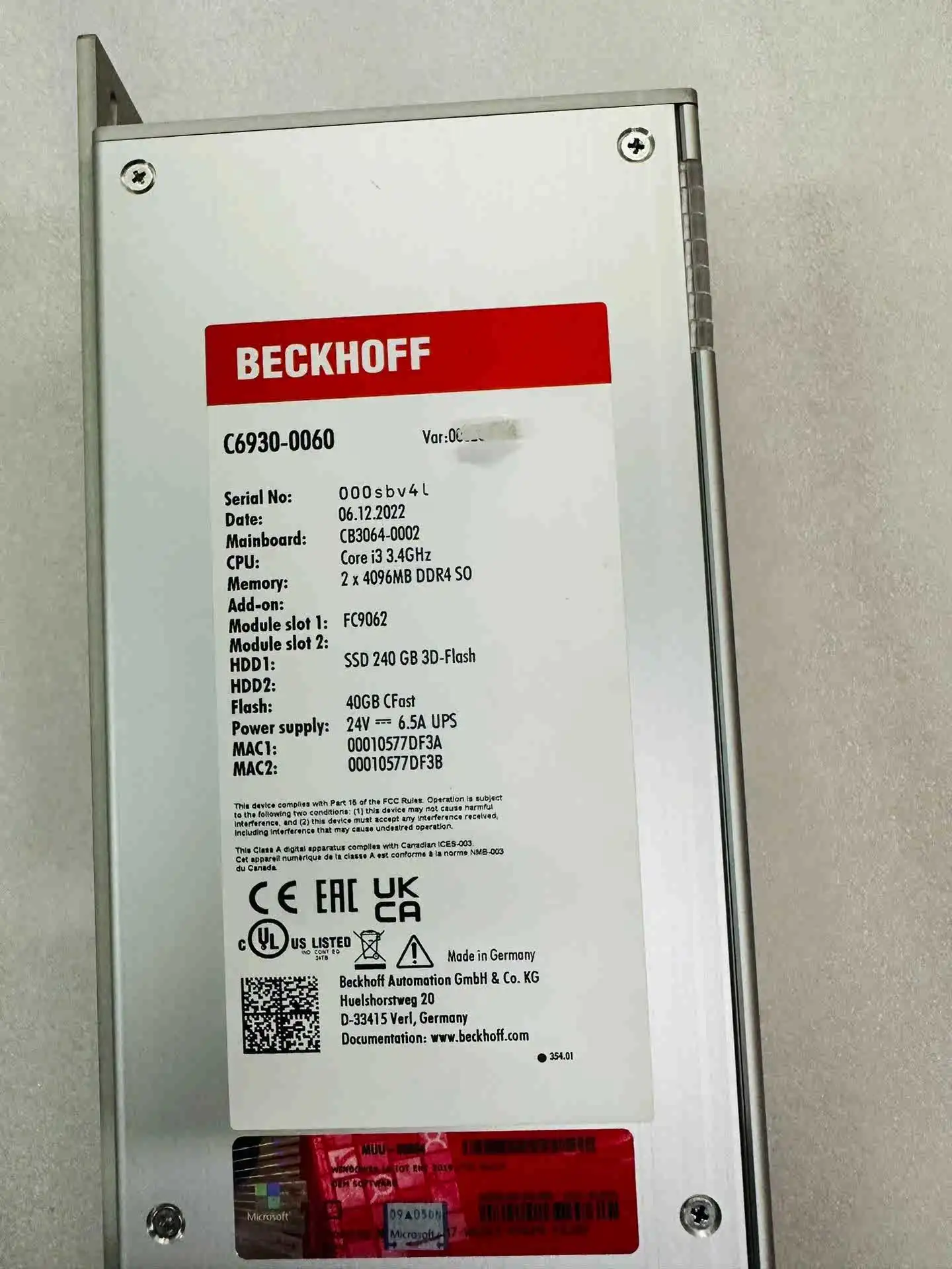 C6930-0060 Industrial Controller for Beckhoff