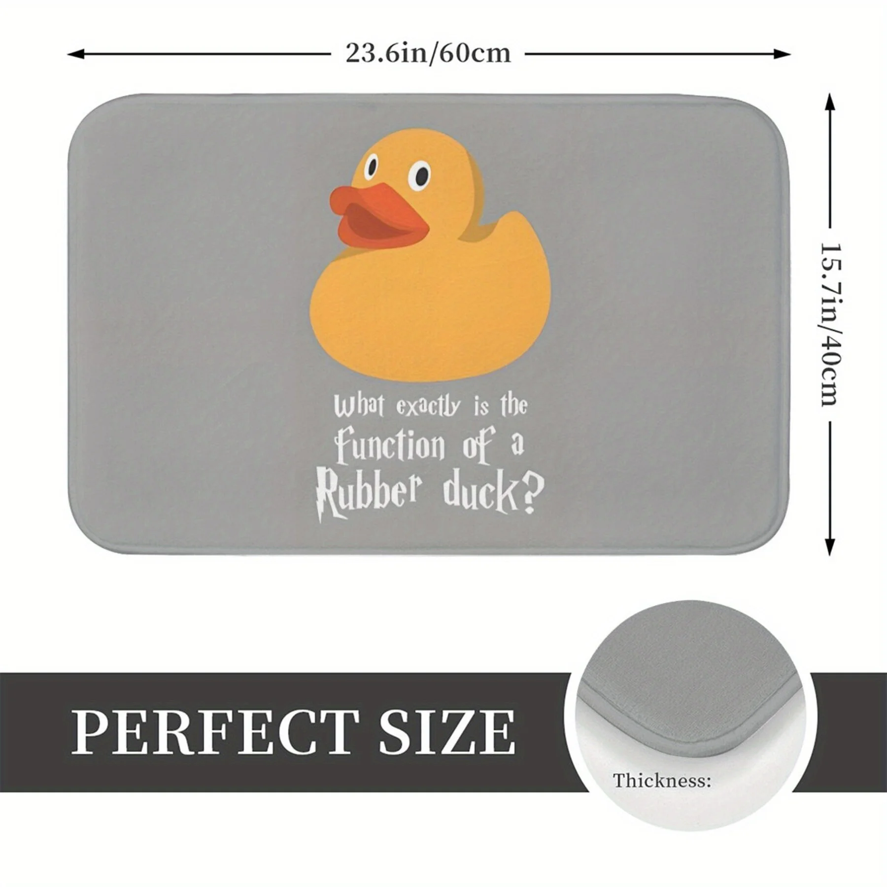 Yellow Duck Illustration Doormat – Playful Question Text on Gray Background, 40x60cm Decorative Entry Floor Mat