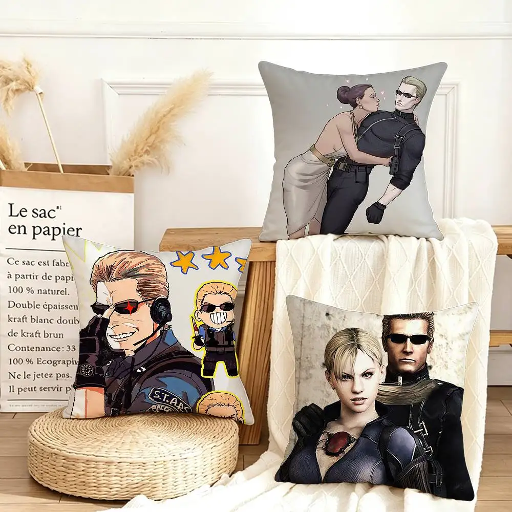 GAME Albert Wesker  Various Sizes Square Pillow Case For Car Home Bedchamber Decor