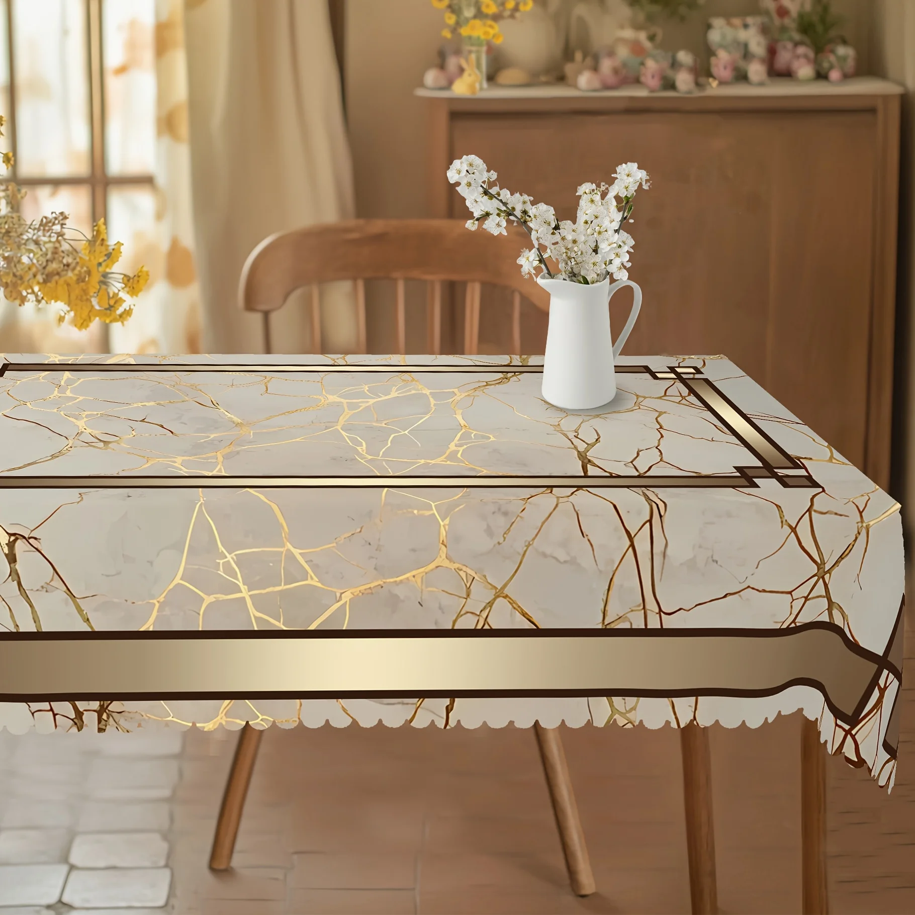 One piece of marble-themed tablecloth, including round and rectangular designs, with a marble pattern design.