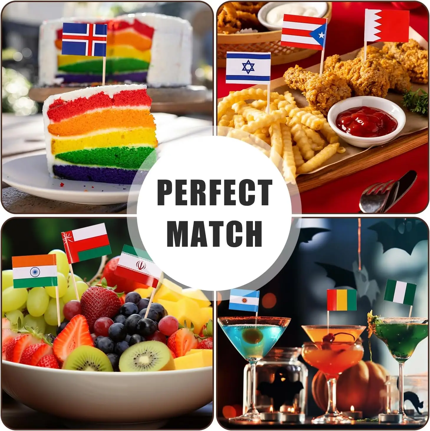 300pcs Mini Mexico Flag Paper Food Picks Dinner Cake Toothpicks Cupcake Decoration Fruit Cocktail Sticks For Parties