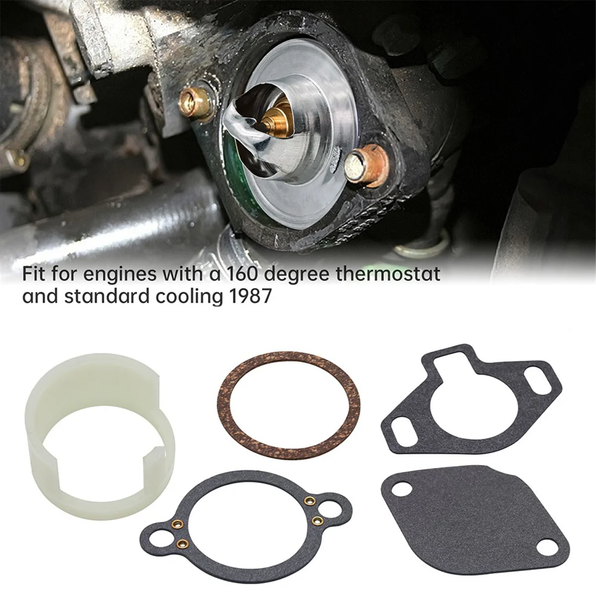 Thermostat Kit 807252Q5 Replacement for with Sleeve 160° 4.3L 5.0L 5.7L 7.4L 8.2L 1987 Up 807252T8