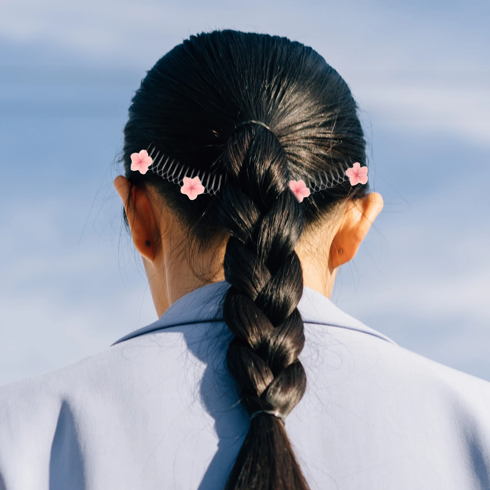 

7pcs Floral Styling Holder Comb Invisible Elastic Hairdressing Tool For Messy Bun Bangs Updo Women'S Metal Hair Clip Fixer -